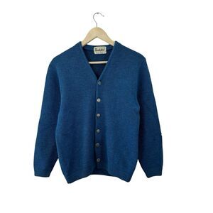 Vintage Thunderbird Medium Sweater Silver Button Cardigan Blue Womens READ